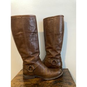 Brown Leather Knee-High Boots